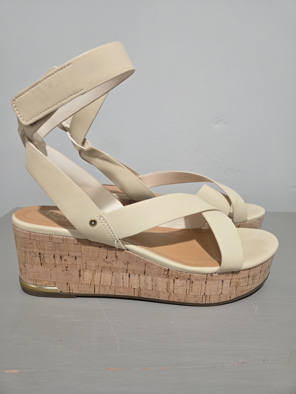 Franco Sarto Wedge Ankle-Strap Sandals in Cream